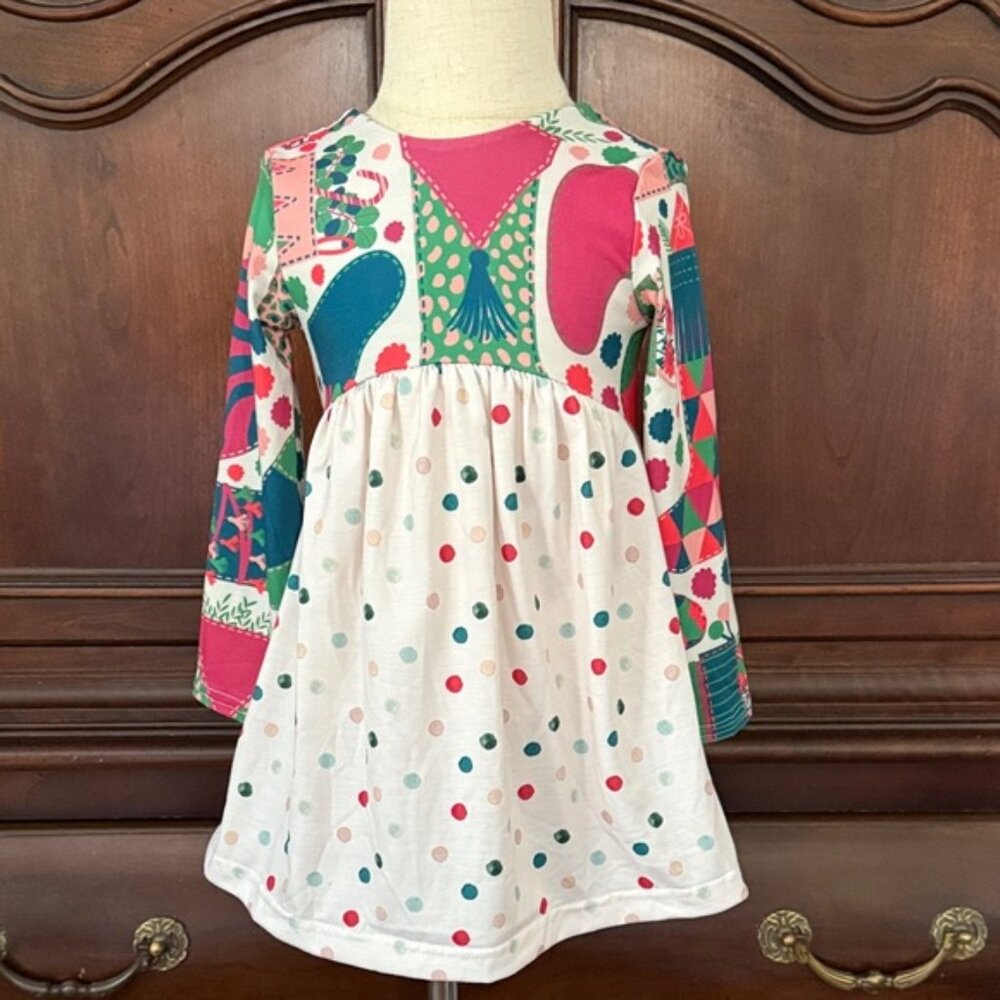 Girls MACY KATE Colorful Christmas Print Tunic Top Size 2T